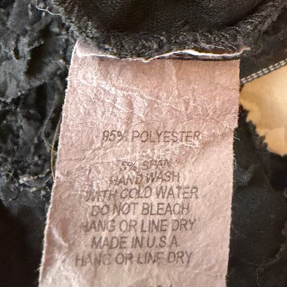 VTG Y2K In Vein Burnout Velvet Hoodie L Black Grunge Shredded Textured Indie - Picture 8 of 8